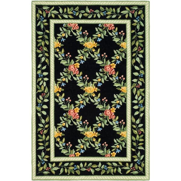 SAFAVIEH Chelsea Black 3 ft. x 5 ft. Diamonds Floral Border Area Rug