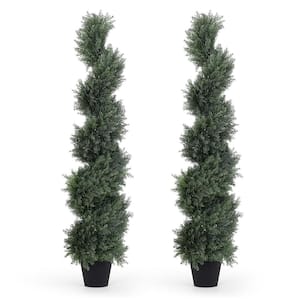 4 ft. Artificial Green Cedar Spiral Topiary Tree in Potted