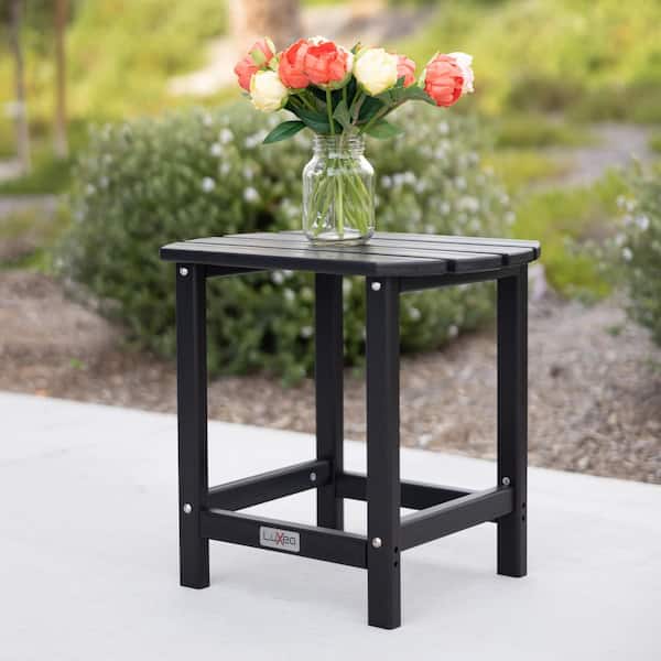 Corona Black Oval Plastic Outdoor Side Table