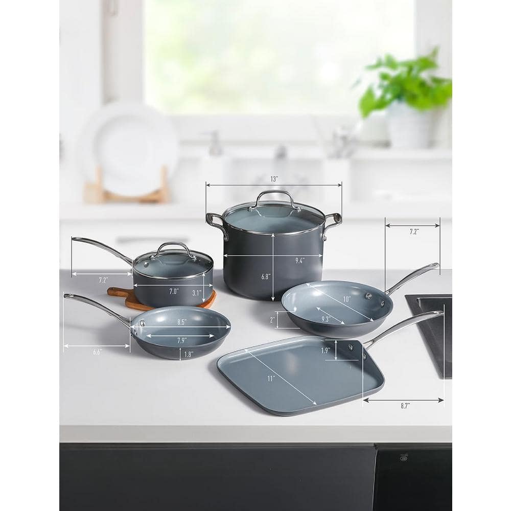 COMMERCIAL CHEF 7-Piece Gray Hard Anodized Aluminum Cookware Set
