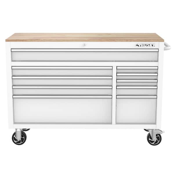 Husky Modular Tool Storage 52 in. W White Mobile Workbench Cabinet