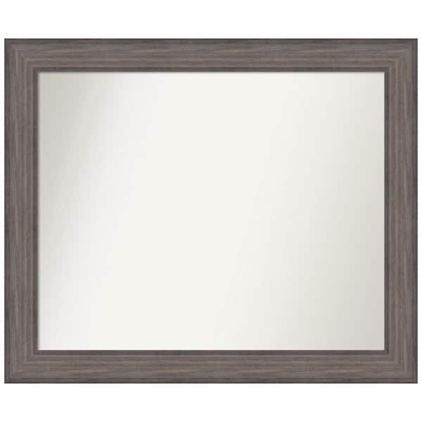 Amanti Art Medium Rectangle Distressed Brown Modern Mirror (30.25 in. H x 36.25 in. W)