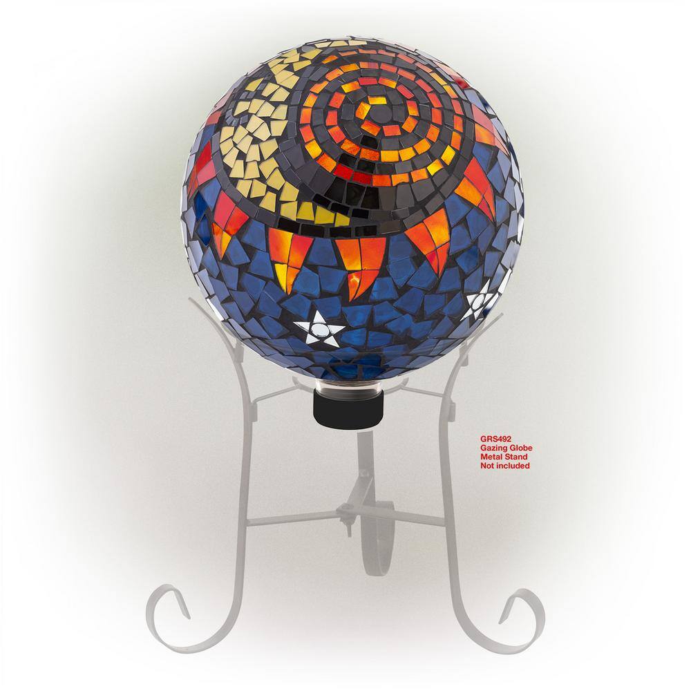 10" Multicolor Glass Mosaic Sun and Moon Gazing Globe