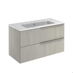 Mio 40 in. W x 18 in. D x 23 in. H Bath Vanity in White Oak with White Vanity Top with 2-Drawers, White Basin