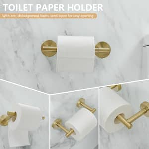 Wall Mounted Double Post Toilet Paper Holder Non-Slip Tissue Roll Holder for Bathroom in Vibrant Brushed Gold