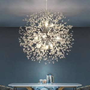 Calzada Decor 9-Light Chrome Dandelion Firework Chandelier