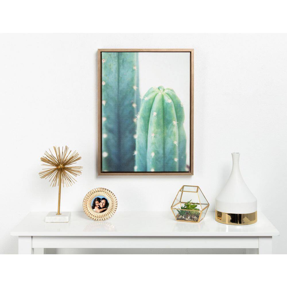 18" x 24" Green Cactus Framed Canvas Print with Gold Frame