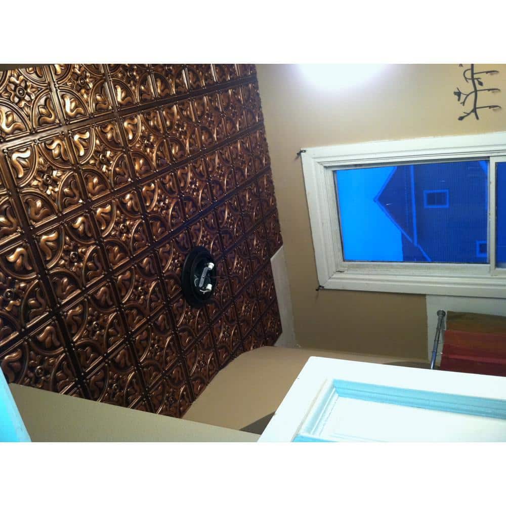 Tiny Tulips Antique Copper Faux Tin Ceiling Tile Set