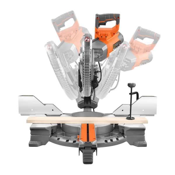 RIDGID 15 Amp Corded 12 in. Dual Bevel Sliding Miter Saw with 70 Deg. Miter  Capacity and Flip Top Portable Work Support R4222-AC9934 - The Home Depot