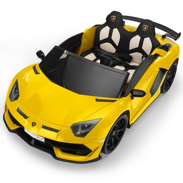 TOBBI 24 Volt Licensed Lamborghini 2 Seater Kids Ride On Car With Remote Control Electric Kids Drift Sport Car in Yellow TH17E1077 T01 The Home Depot