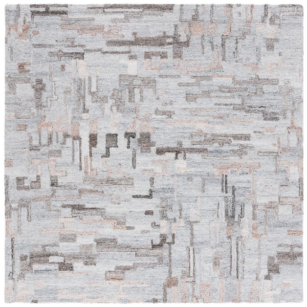 SAFAVIEH Abstract 6 ft. x 6 ft. Gray/Brown Abstract Colorblock square Area Rug