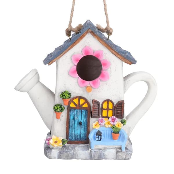 Justincity Multi-Colored Resin Watering Can Bird House Hanging Bird House for Outside, Wild Bird House, Decorative Bird House