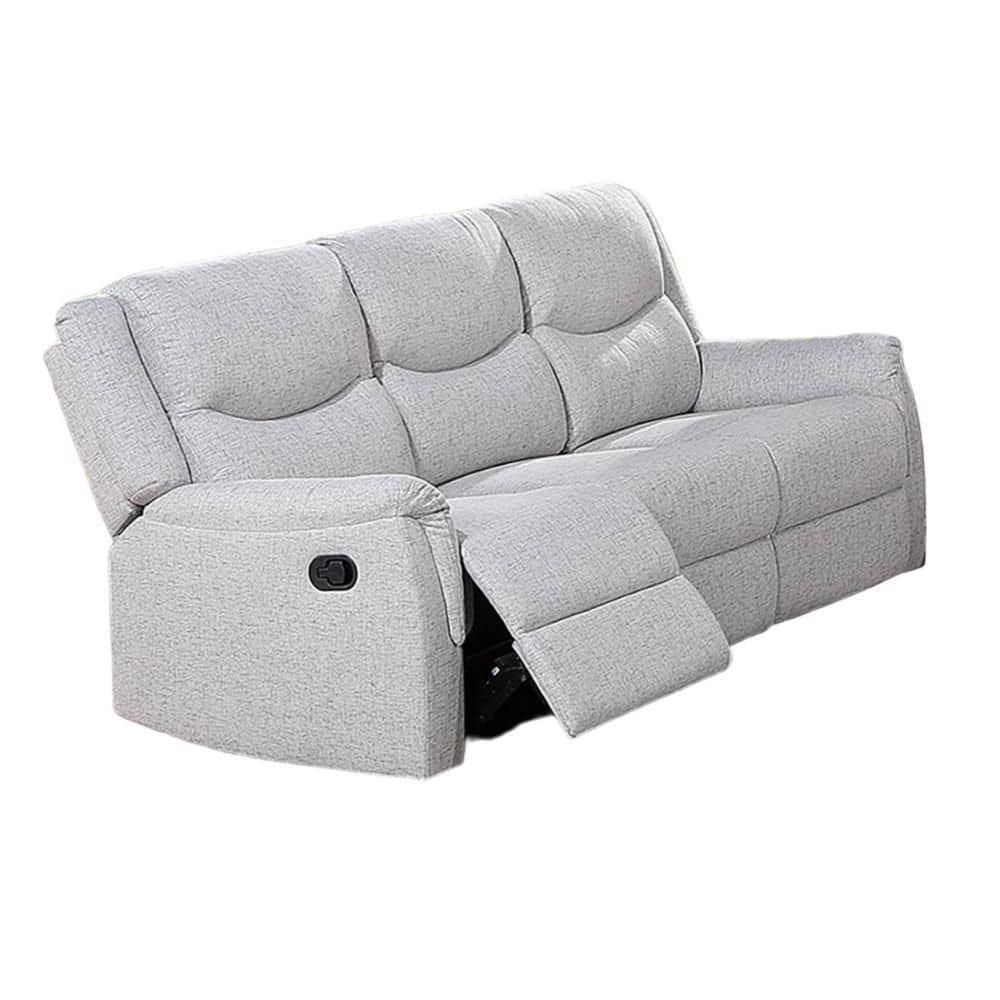 Sincere Bone White Fabric Reclining Sofa with Pillow-top Armrests