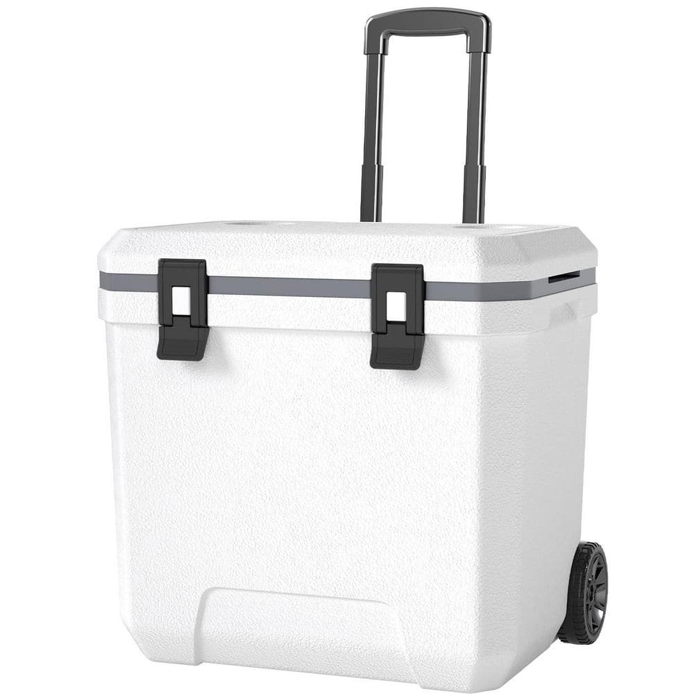 TMWINGS 38 qt. Rolling Chest Cooler with Handle in White BWX-1