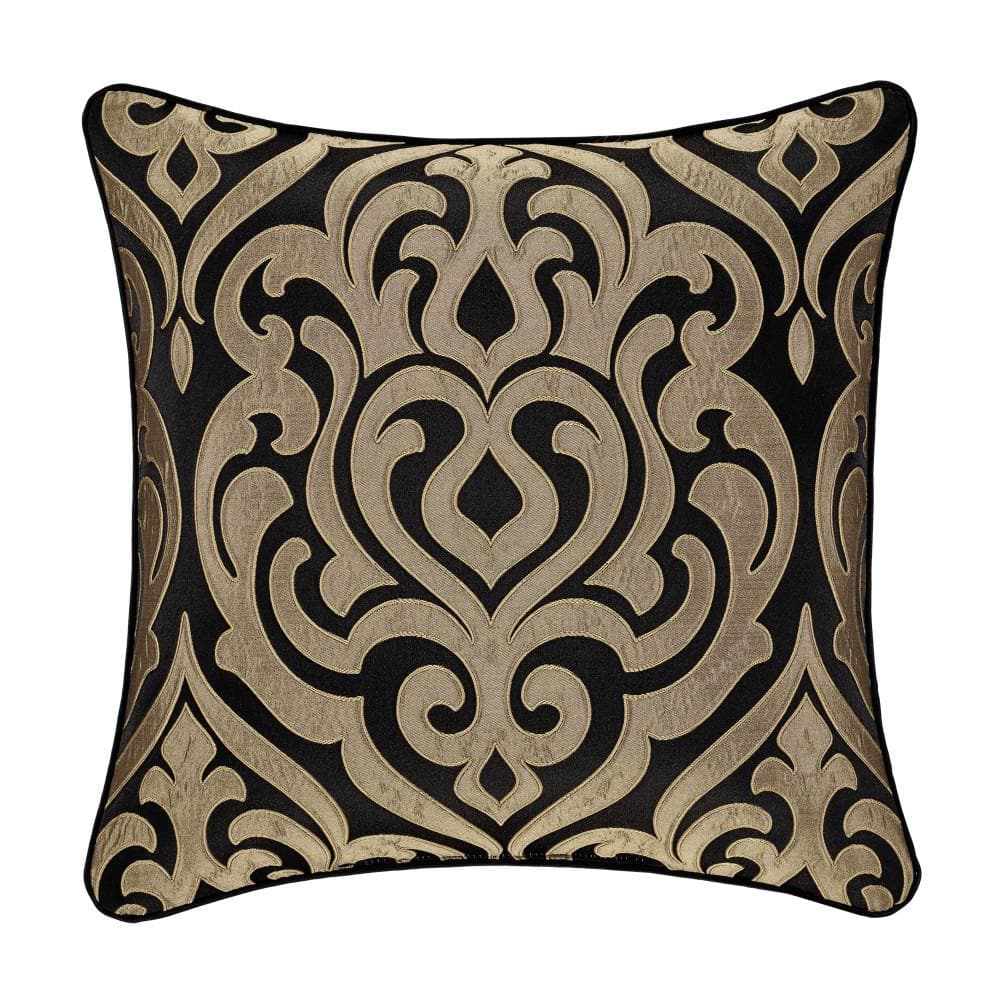 Blythe Black and Gold Polyester 20 in. Square Decorative Throw Pillow 20 x 