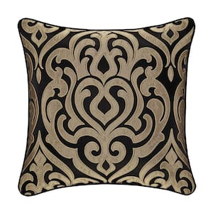 Blythe Black and Gold Polyester 20 in. Square Decorative Throw Pillow 20 x 20 in.