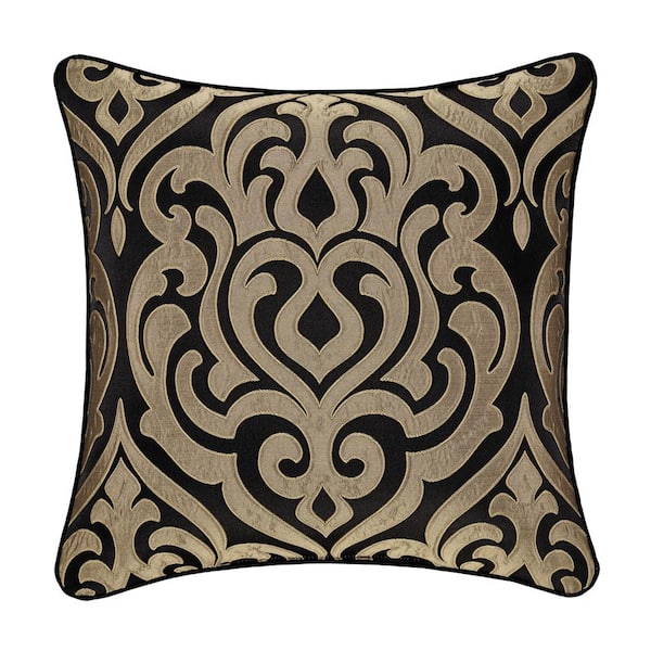 Unbranded Blythe Black and Gold Polyester 20 in. Square Decorative Throw Pillow 20 x 20 in.