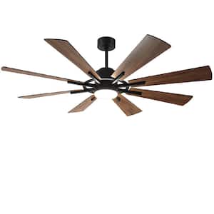 60 in. Integrated LED Indoor Walnut 8 Blades Ceiling Fan with Light and Remote