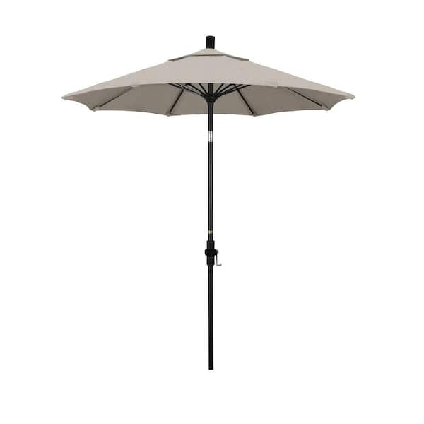 California Umbrella 7.5 ft. Matted Black Aluminum Market Collar Tilt Patio Umbrella Fiberglass Ribs and in Woven Granite Olefin
