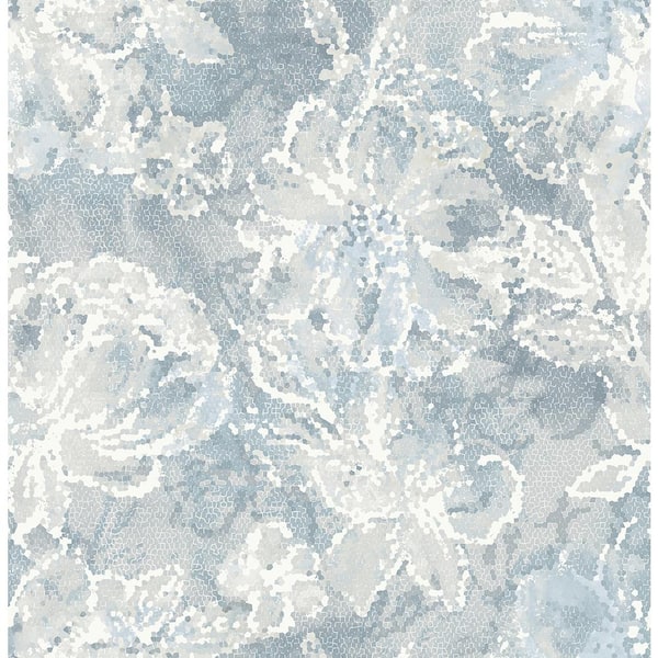 A-Street Prints Allure Blue Floral Blue Wallpaper Sample