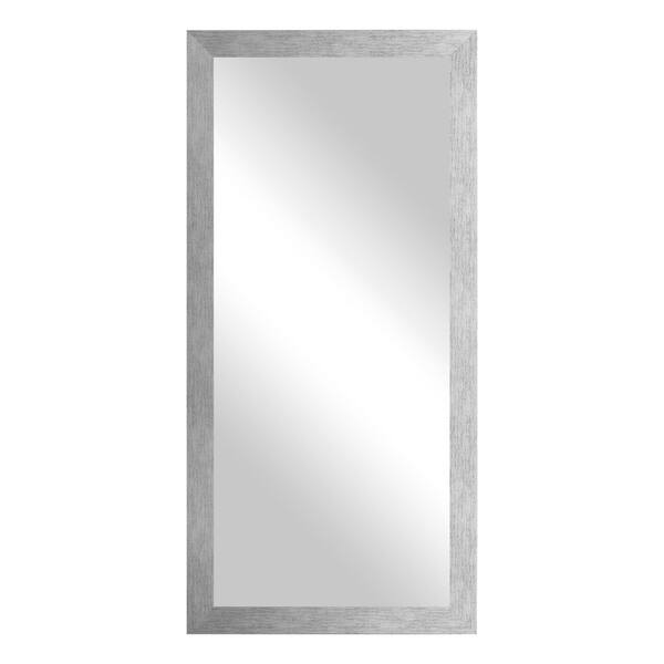 Modern Rustic (38 in. W x 33 in. H) Brushed Silver MDF Wide Rectangle Mirror