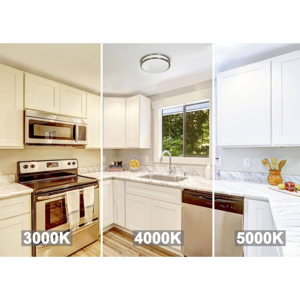 14" Brushed Nickel LED Energy Star Drum Flush Mount Light
