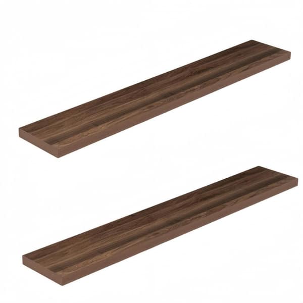 55 in.W x 9.3 in.D Floating Shelves,Deep Floating Shelf Wall Mounted, Wall Shelves,Walnut,Set of 2