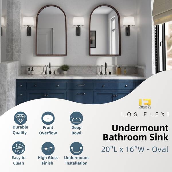 Los Flexi 20. in Undermount Oval Bathroom Sink with Overflow