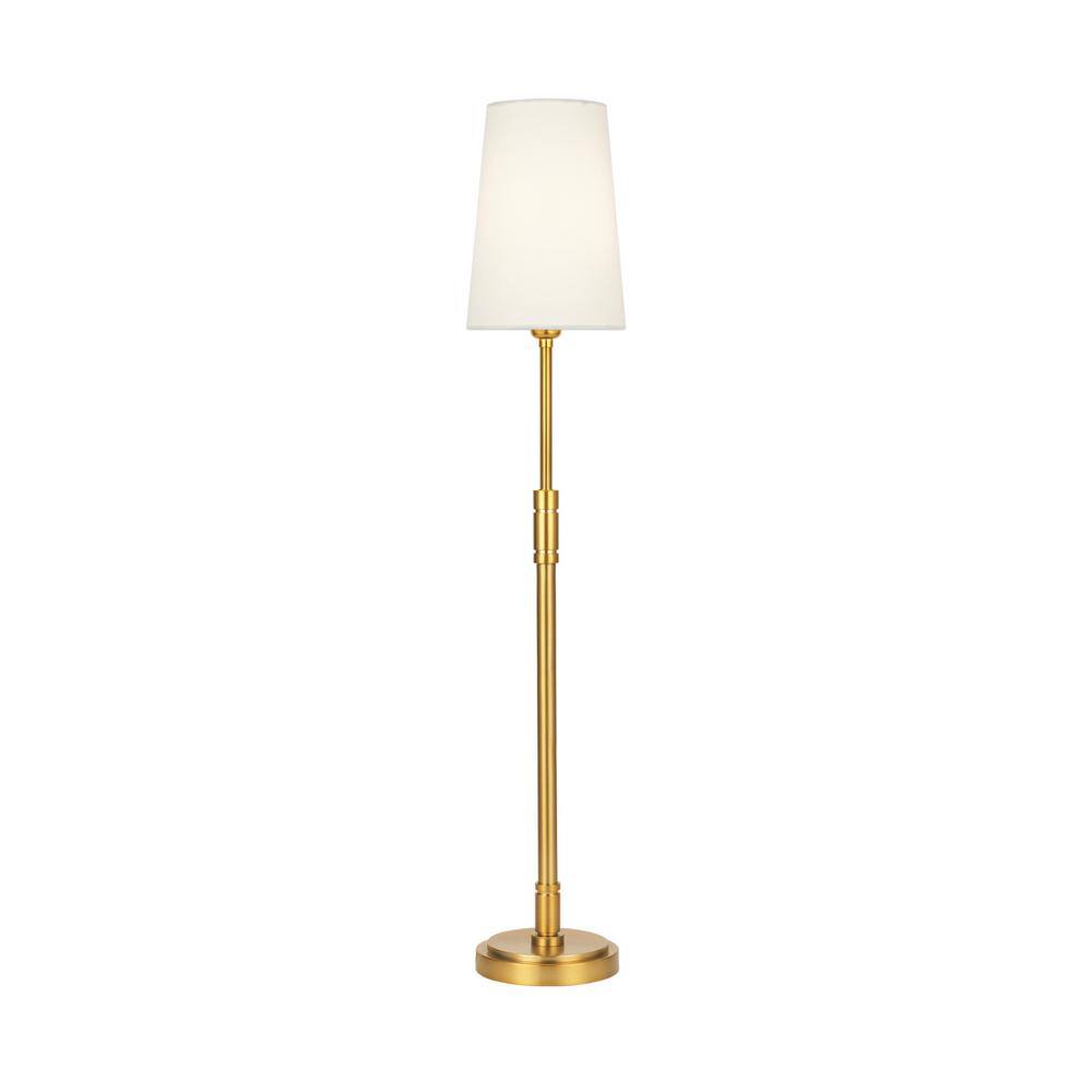 Adjustable Burnished Brass Buffet Lamp with White Linen Shade