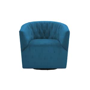 Arlene Teal Upholstered Velvet Accent Arm Chair With Swivel Base
