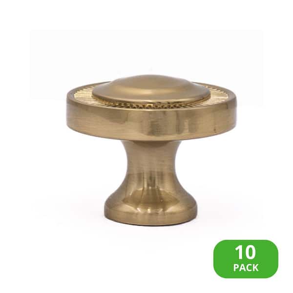 10-Pack Minted 1-1/8 in. (29 mm) Traditional Satin Brass Round Cabinet Knob