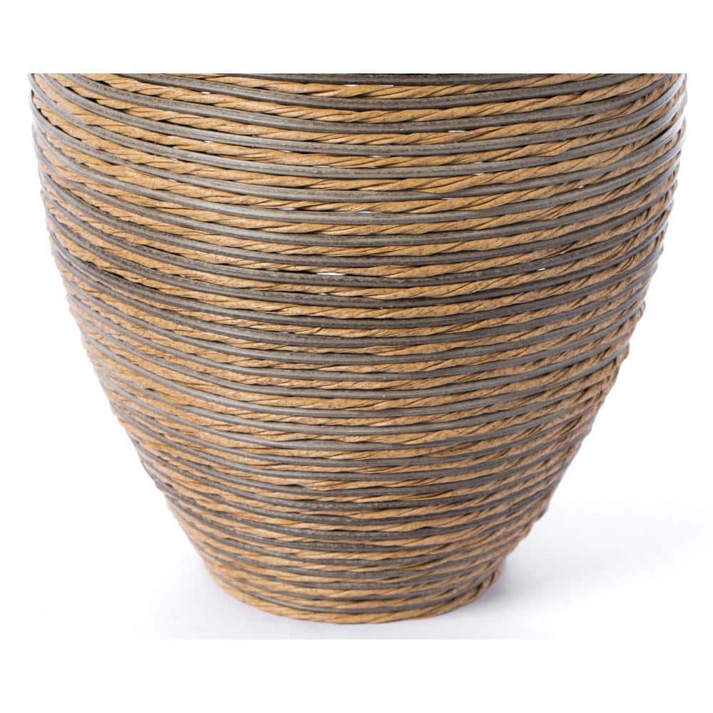 Beige Tall Artificial Rattan Floor Vase, 38 Inches