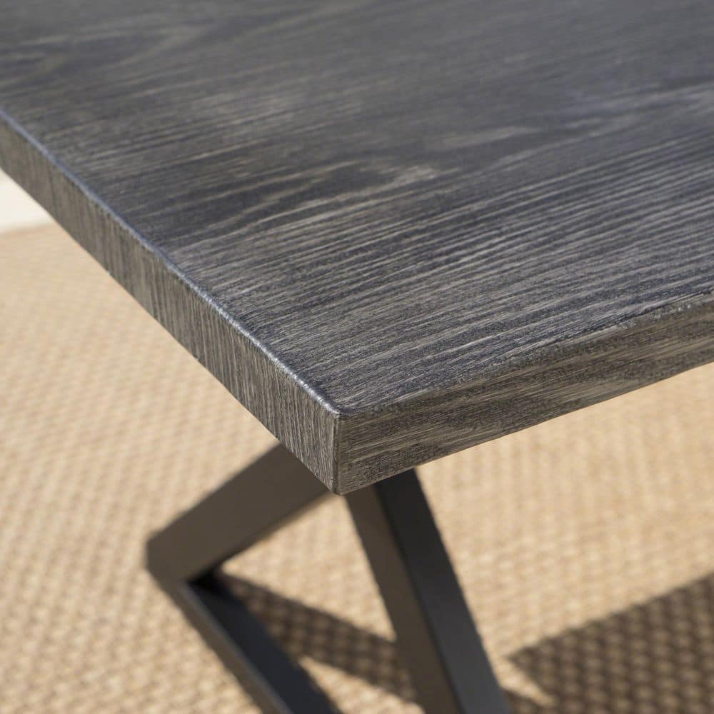 Rosarito Modern Industrial Aluminum and Steel Outdoor Dining Bench - Gray/Black