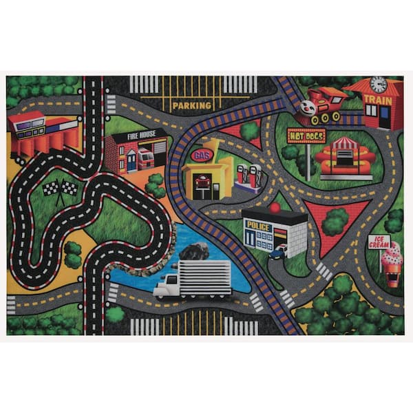 Foss Town and Country Multicolor 4 ft. x 6 ft. Kids Activity Polyester Indoor/Outdoor Area Rug