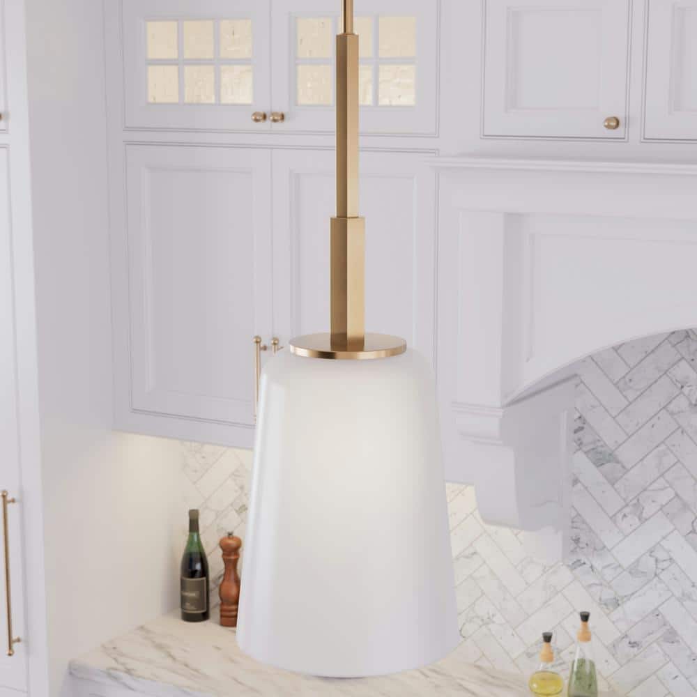 Nolita 1-Light Alturas Gold Island Pendant Light with Cased White Glass Shade price history on PriceWatchPro