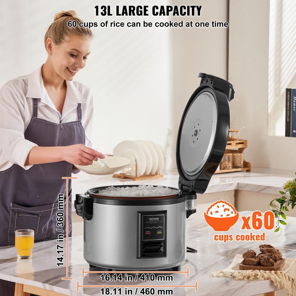 VEVOR 60-Cup Electric Commercial Non-Stick Rice Cooker with Steamer