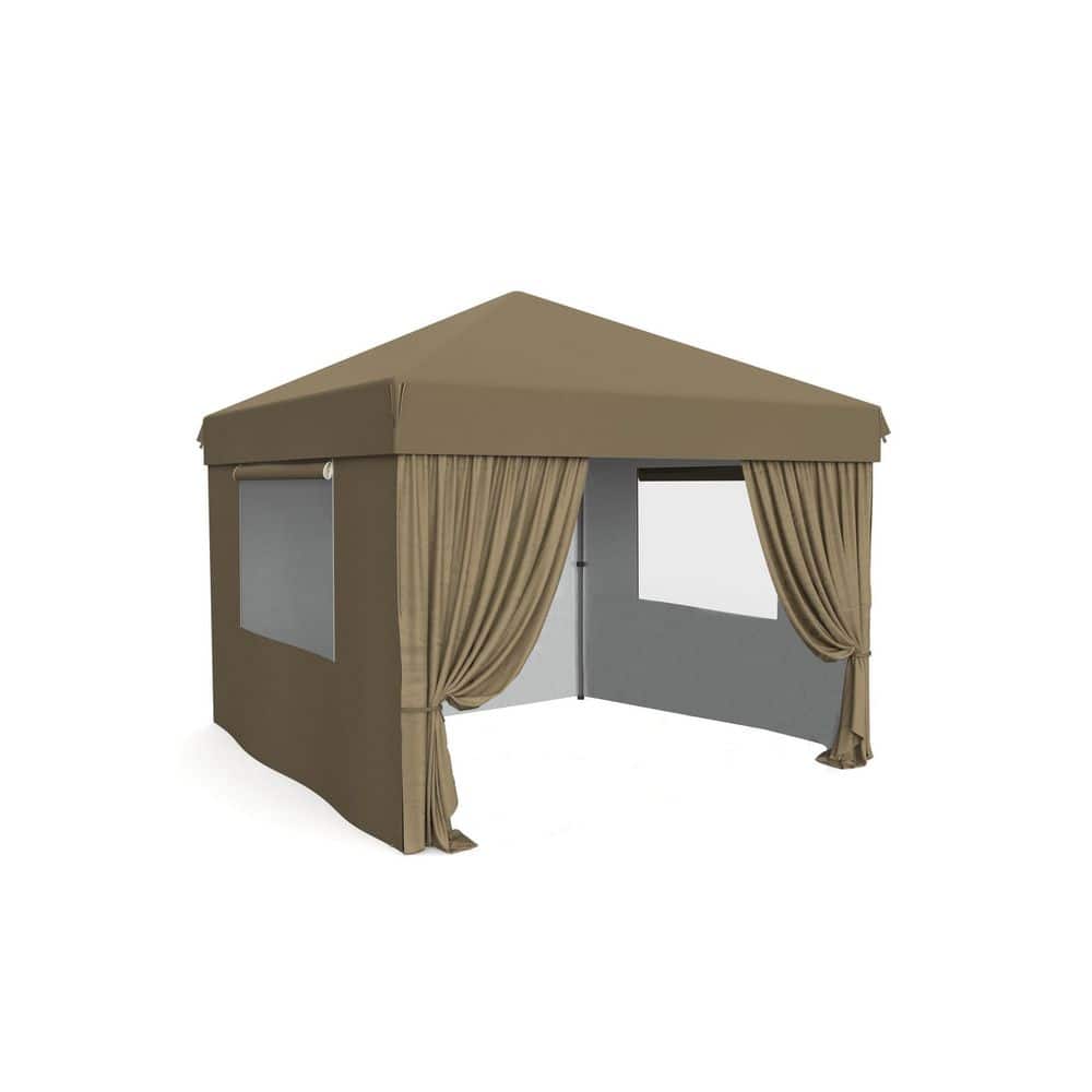 10 ft. x 10 ft. Pop Up Canopy with 4 Sidewalls-Easy Up Camping Tent with On
