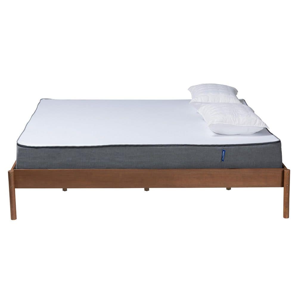 Mid-Century Agatis Ash Walnut King Size Wood Bed Frame
