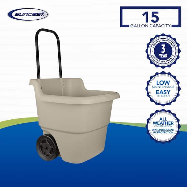 Suncast 15 Gal Portable Resin Taupe Lawn Cart Lc1250 The Home Depot Suncast 15 Gal Portable Resin Taupe, Suncast Garden Cart Home Depot