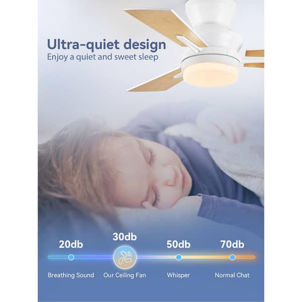 30 in. White Indoor Quiet Low Profile 3-Color LED 6-Speed Modern Ceiling Fan with Lights and Remote Control