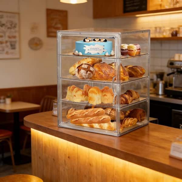 10.62 in. 4-Layer Adjustable Bread Box Bread Storage Container for Kitchen Countertop, Clear (1-Pack）