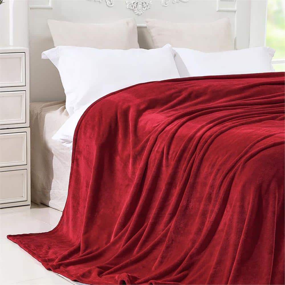 NexHome Red 50 in. x 60 in. Lightweight Soft Microfiber Throw Blanket