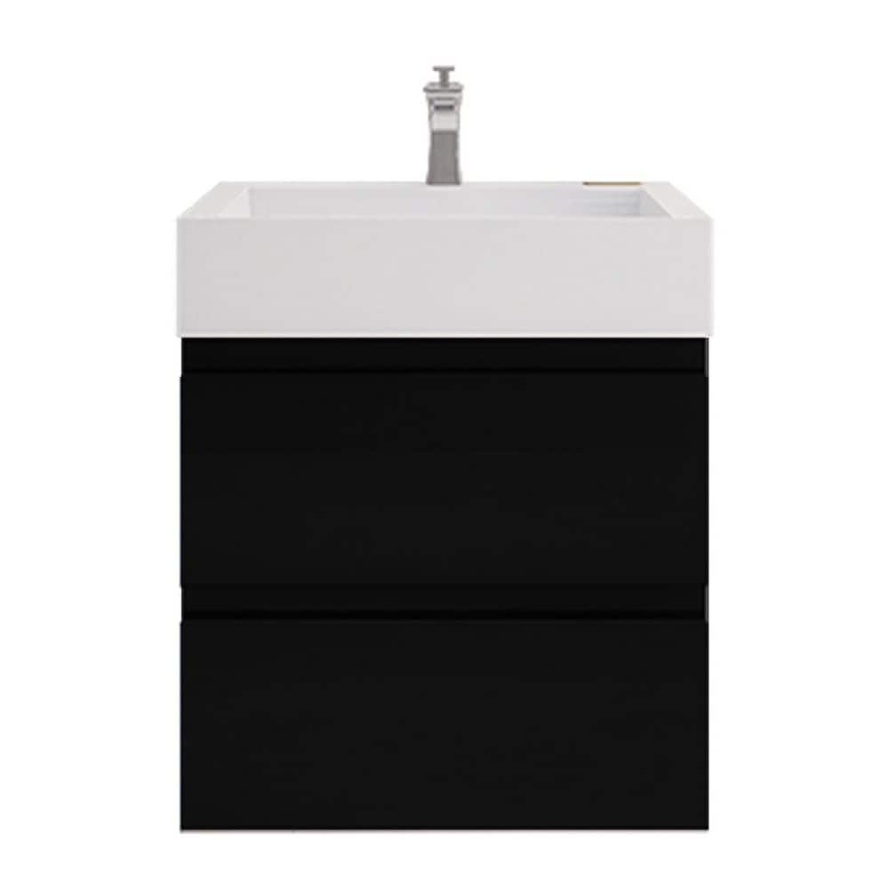 Monterey 24 in. W x 20 in. D x 26 in. H Single Sink Floating Bath Vanity in High Gloss Black with White Acrylic Top price history on PriceWatchPro