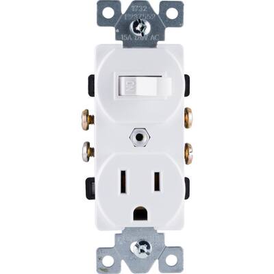 All-in-One Toggle Switch and Single Pole Outlet, White