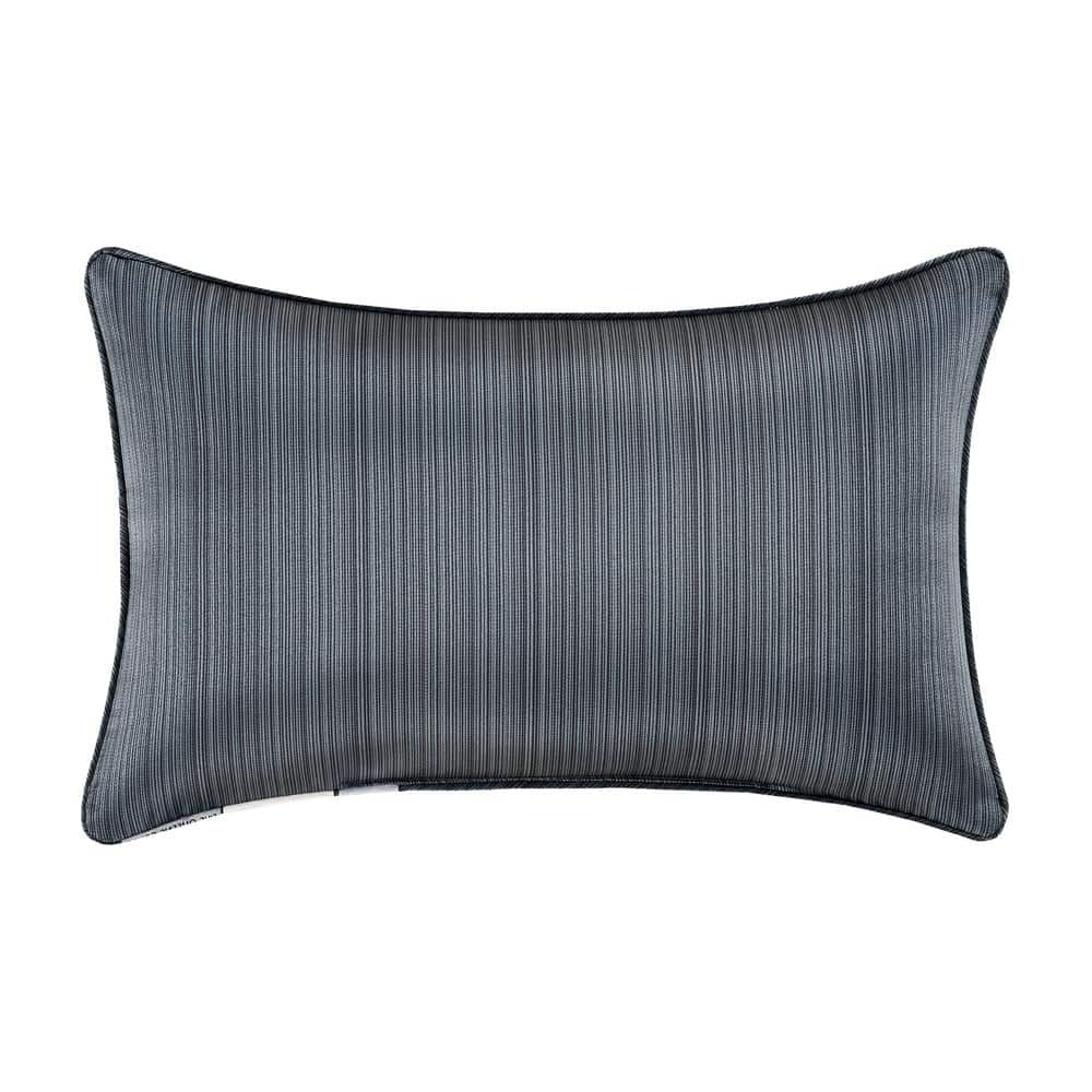 Leah Blue and Cream Woven Polyfill Rectangle Throw Pillow