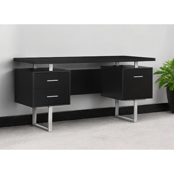 23.75 in. Rectangular Black Metal 3-Drawer Computer Desks