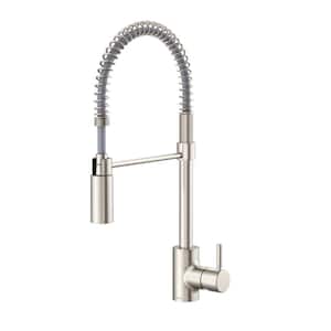 The Foodie Single Handle Pre-Rinse Kitchen Faucet with Spring Spout 1.75 GPM in Stainless Steel