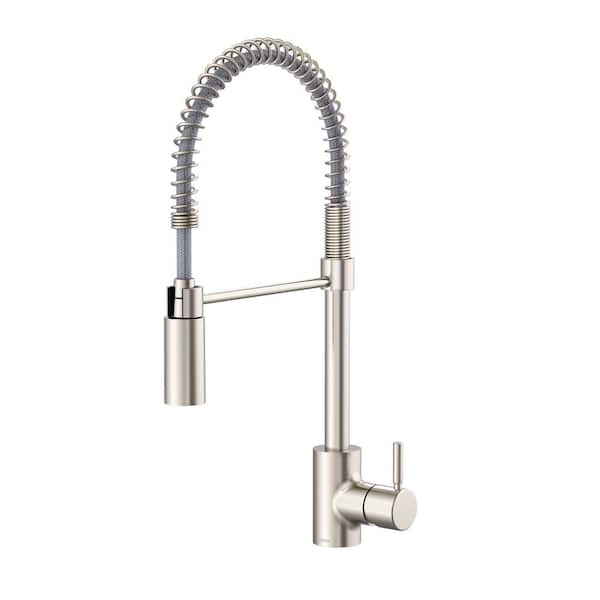 The Foodie Single Handle Pre-Rinse Kitchen Faucet with Spring Spout 1.75 GPM in Stainless Steel