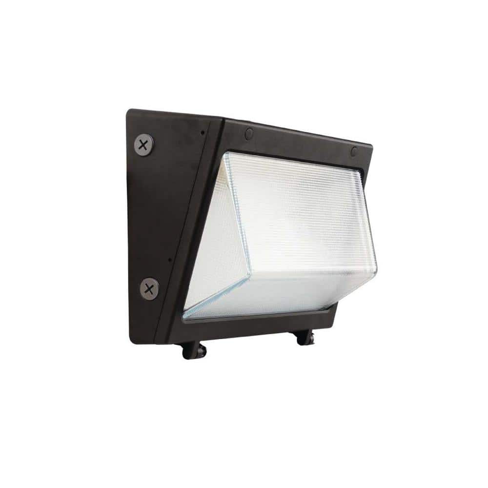 EarthTronics 400 Watt Equivalent Integrated LED Black Dusk to Dawn Wall Pack Light, Selectable