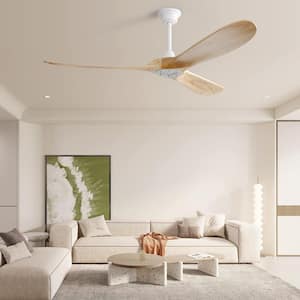 60 in. White Indoor/Outdoor Wood Ceiling Fan with Remote Control and Reversible Motor